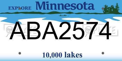 ABA2574 Minnesota License Plate