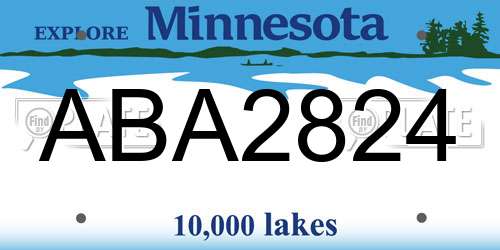 ABA2824 Minnesota License Plate