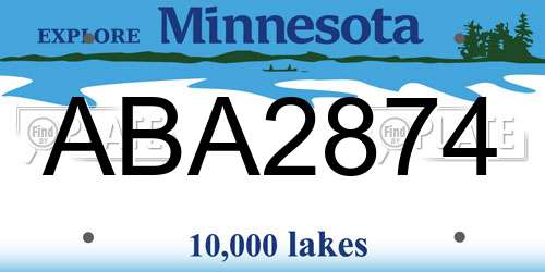 ABA2874 Minnesota License Plate