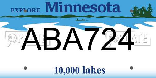 ABA724 Minnesota License Plate