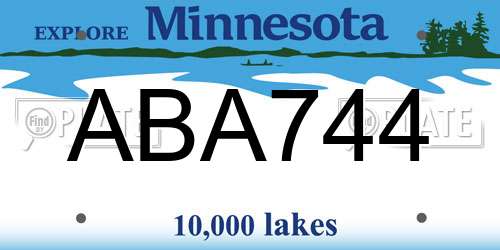 ABA744 Minnesota License Plate