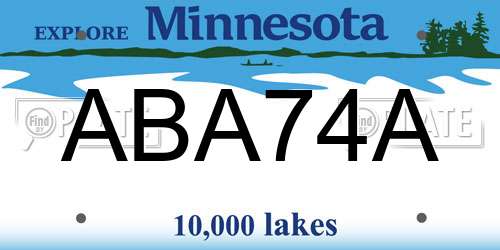 ABA74A Minnesota License Plate
