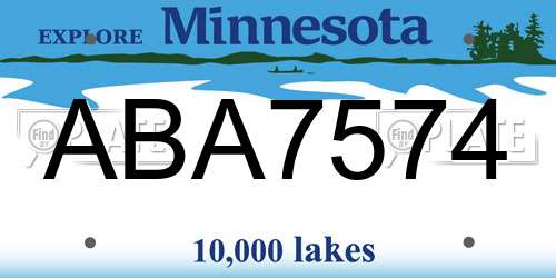 ABA7574 Minnesota License Plate