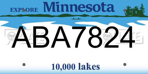 ABA7824 Minnesota License Plate
