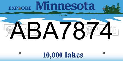 ABA7874 Minnesota License Plate