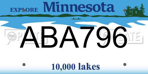ABA796 Minnesota License Plate