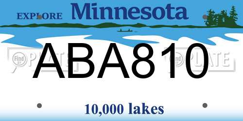 ABA810 Minnesota License Plate