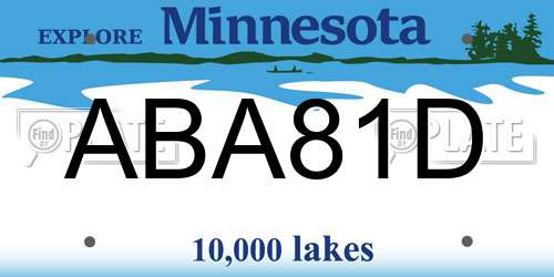 ABA81D Minnesota License Plate