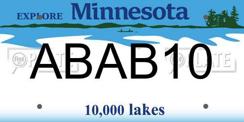 ABAB10 Minnesota License Plate
