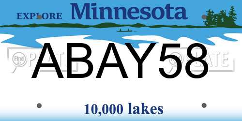 ABAY58 Minnesota License Plate