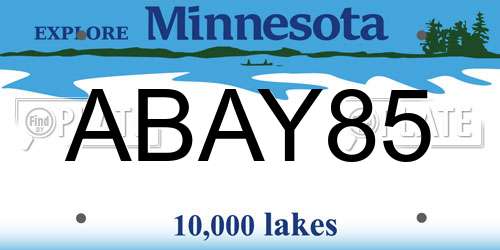 ABAY85 Minnesota License Plate