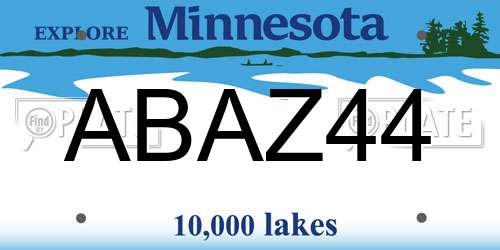 ABAZ44 Minnesota License Plate
