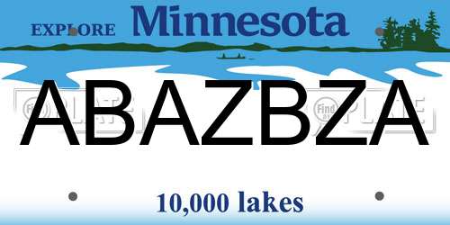 ABAZBZA Minnesota License Plate