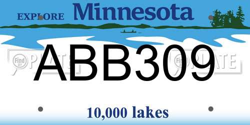 ABB309 Minnesota License Plate