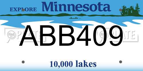 ABB409 Minnesota License Plate