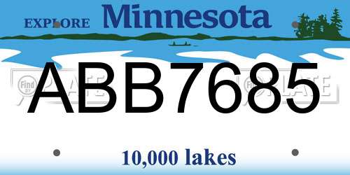 ABB7685 Minnesota License Plate