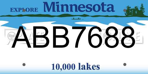 ABB7688 Minnesota License Plate