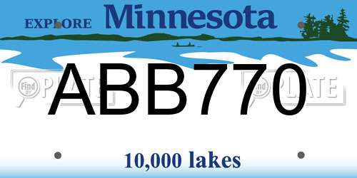 ABB770 Minnesota License Plate