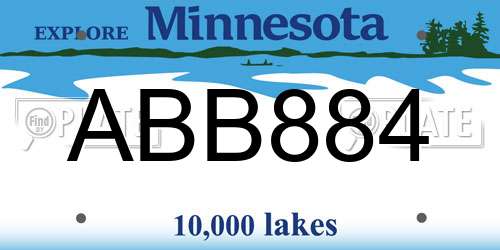 ABB884 Minnesota License Plate