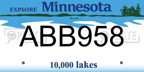 ABB958 Minnesota License Plate