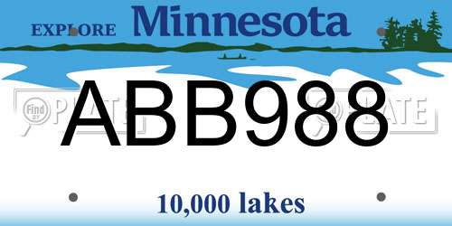 ABB988 Minnesota License Plate