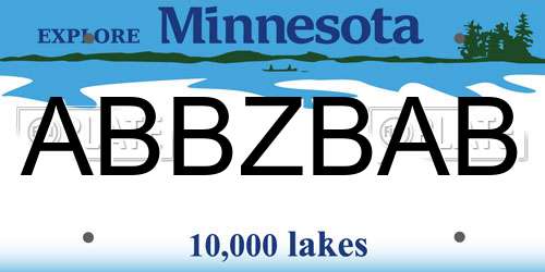 ABBZBAB Minnesota License Plate