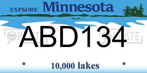 ABD134 Minnesota License Plate
