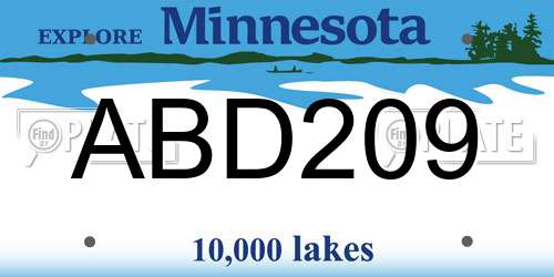 ABD209 Minnesota License Plate