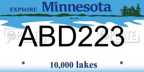 ABD223 Minnesota License Plate
