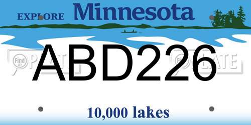 ABD226 Minnesota License Plate