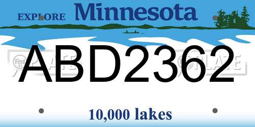 ABD2362 Minnesota License Plate