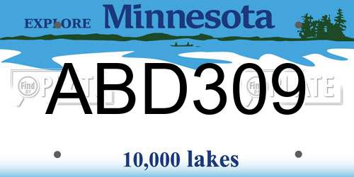 ABD309 Minnesota License Plate