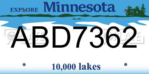 ABD7362 Minnesota License Plate