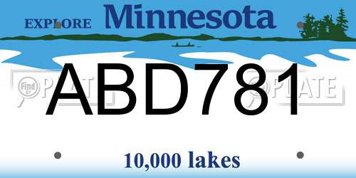 ABD781 Minnesota License Plate
