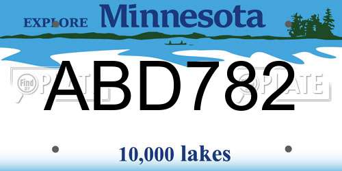 ABD782 Minnesota License Plate