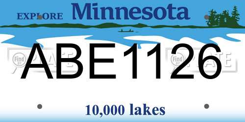 ABE1126 Minnesota License Plate