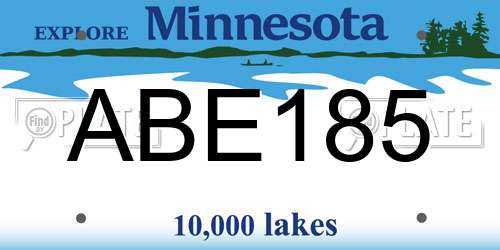 ABE185 Minnesota License Plate