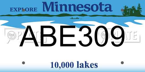 ABE309 Minnesota License Plate