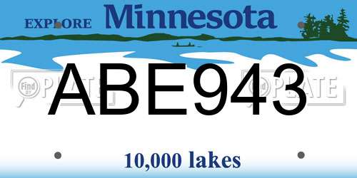 ABE943 Minnesota License Plate