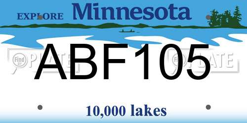 ABF105 Minnesota License Plate