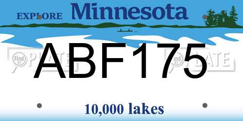 ABF175 Minnesota License Plate