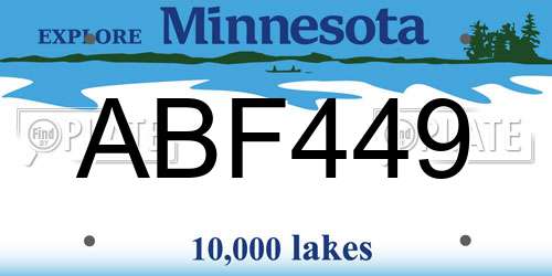 ABF449 Minnesota License Plate