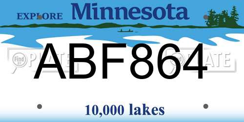 ABF864 Minnesota License Plate