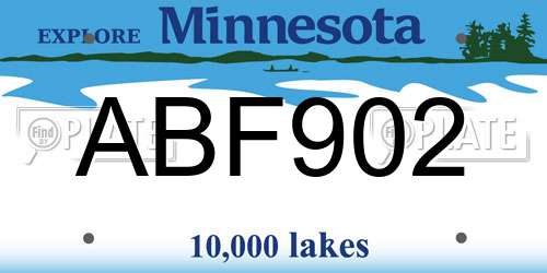 ABF902 Minnesota License Plate
