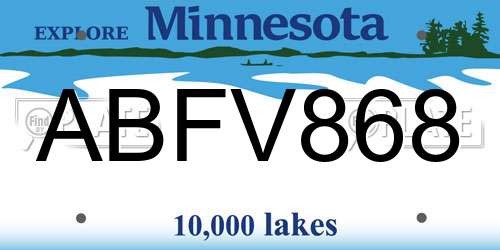 ABFV868 Minnesota License Plate