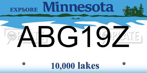 ABG19Z Minnesota License Plate