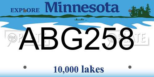 ABG258 Minnesota License Plate