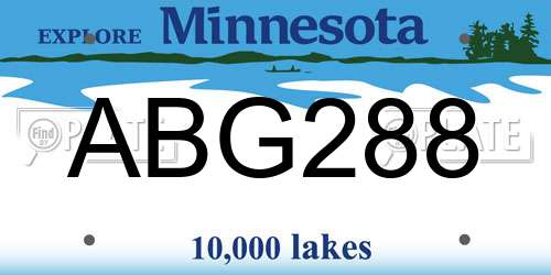 ABG288 Minnesota License Plate