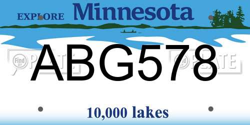 ABG578 Minnesota License Plate