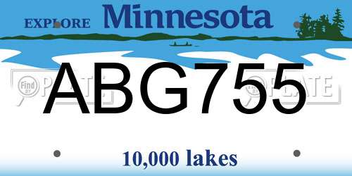 ABG755 Minnesota License Plate